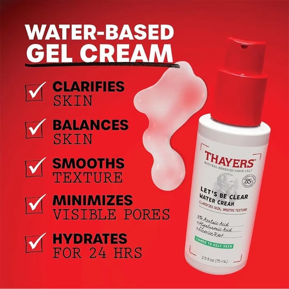 THAYERS Let's Be Clear Water Face Cream, NEW - Picture 2 of 5